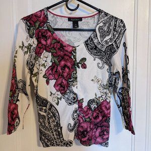 White House Black Market Floral Cardigan sz small